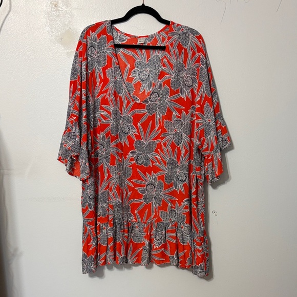 Rosa Faia Tropical Floral Tunic Coverup Beach OS - Picture 2 of 5